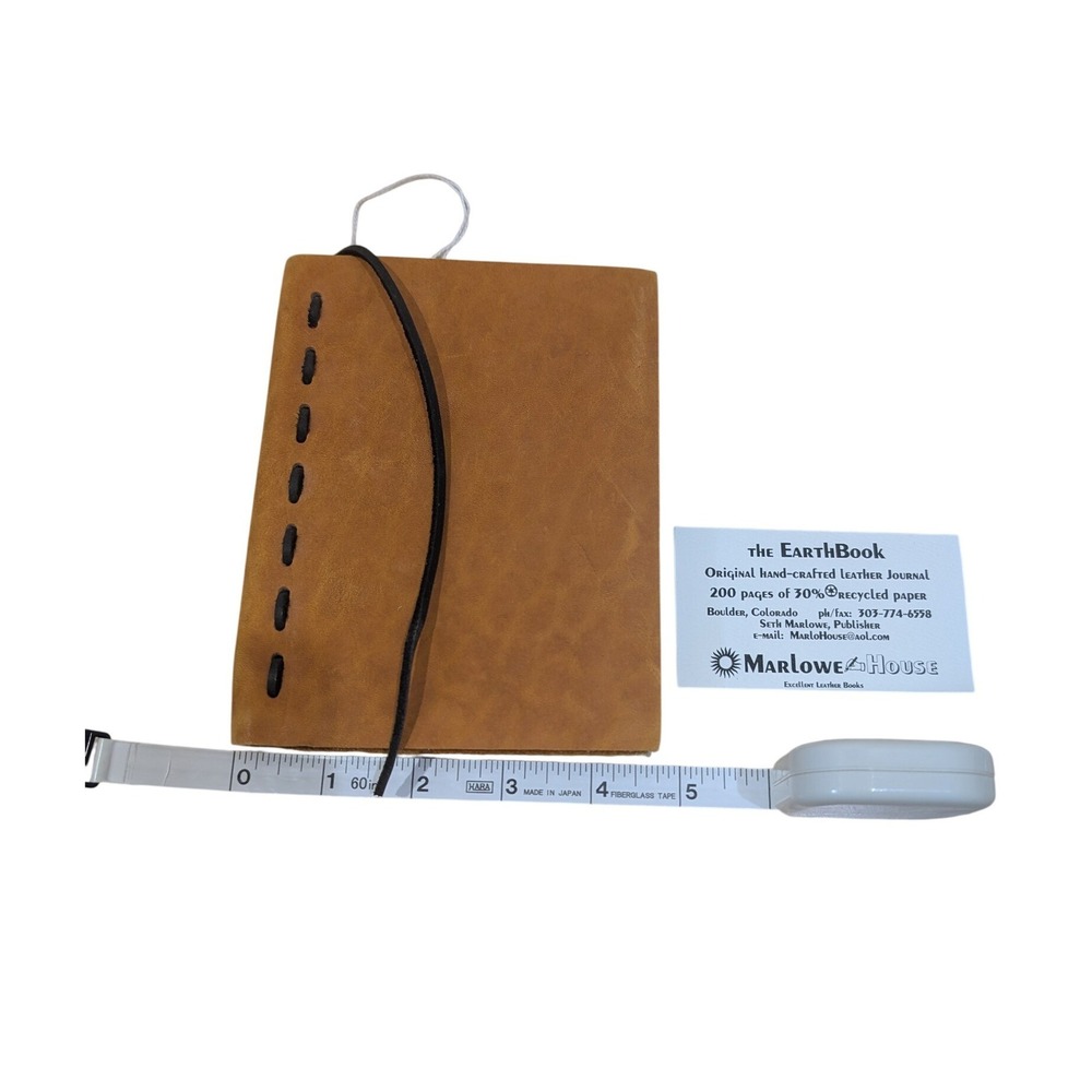 Marlowe House The‎ EarthBook Handmade Leather Journal Tan Recycled Paper 5"x6"